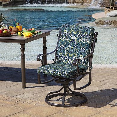 Arden Selections Aurora Damask Outdoor High Back Dining Chair Cushion