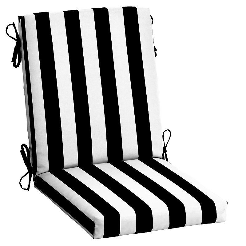 Arden Selections Cabana Stripe Outdoor High Back Dining Chair Cushion, Blac