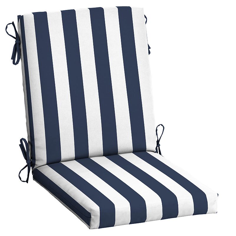 Arden Selections Cabana Stripe Outdoor High Back Dining Chair Cushion, Blue