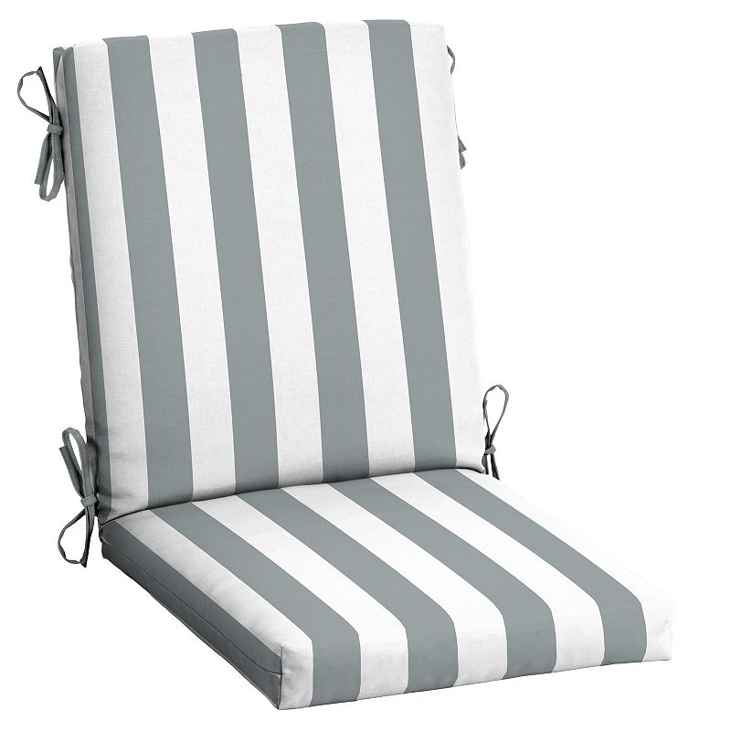 Arden Selections Cabana Stripe Outdoor High Back Dining Chair Cushion, Grey