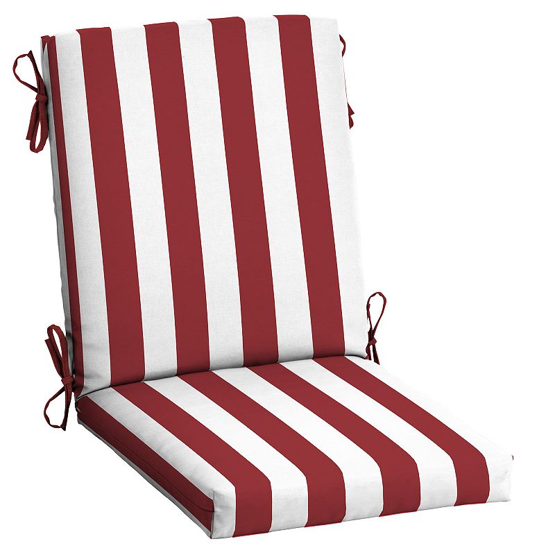 Arden Selections Cabana Stripe Outdoor High Back Dining Chair Cushion, Red,