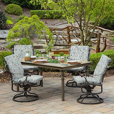 Arden Selections Phoebe Floral Outdoor High Back Dining Chair Cushion