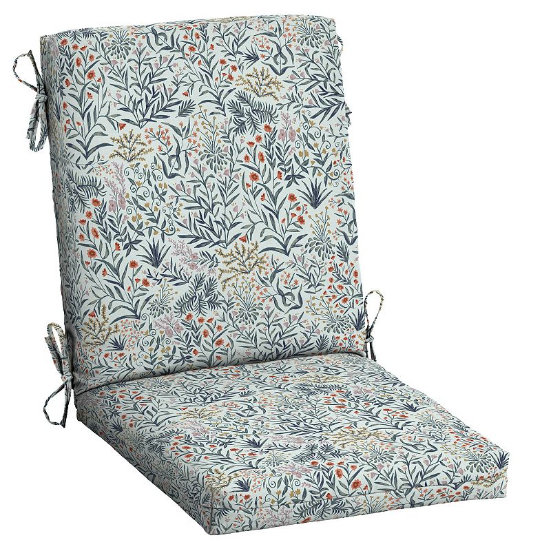 Arden Selections Phoebe Floral Outdoor High Back Dining Chair Cushion, Blue