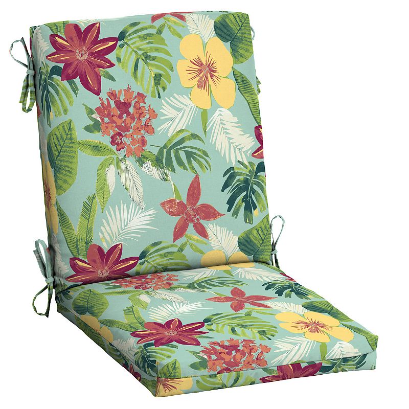 Arden Selections Elea Tropical Outdoor High Back Dining Chair Cushion, Blue