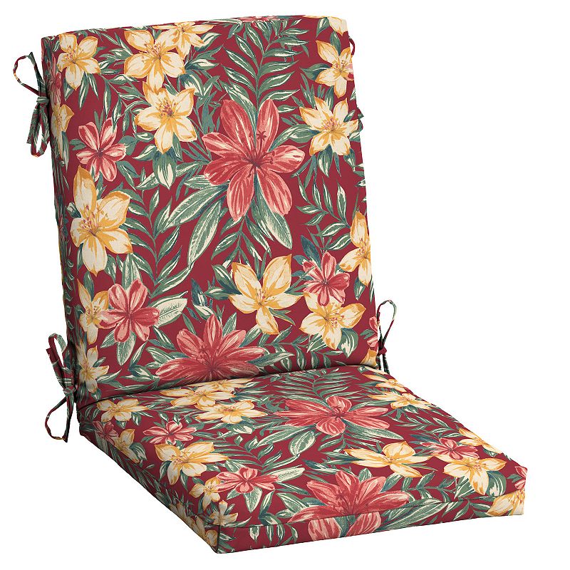 Arden Selections Aurora Stripe Outdoor High Back Dining Chair Cushion, Red,