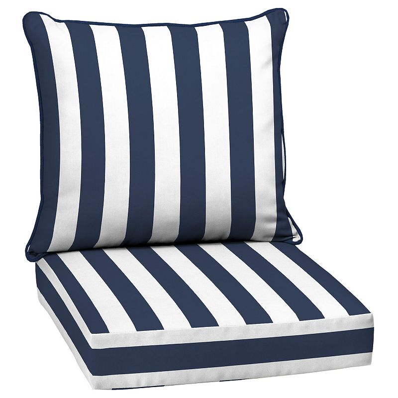 Arden Selections Cabana Stripe Outdoor Deep Seat Set, Blue, 24X24