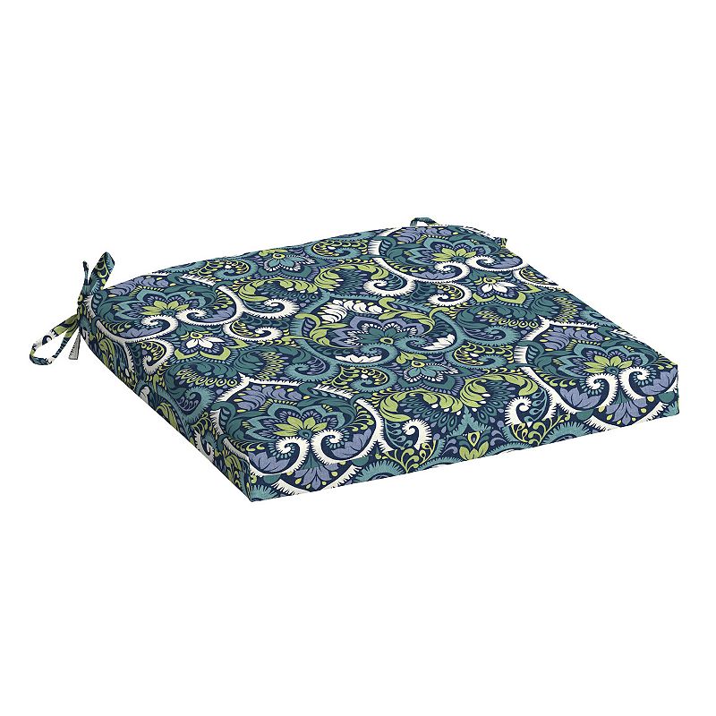 Arden Selections Aurora Damask Outdoor Seat Pad, Blue, 18X19