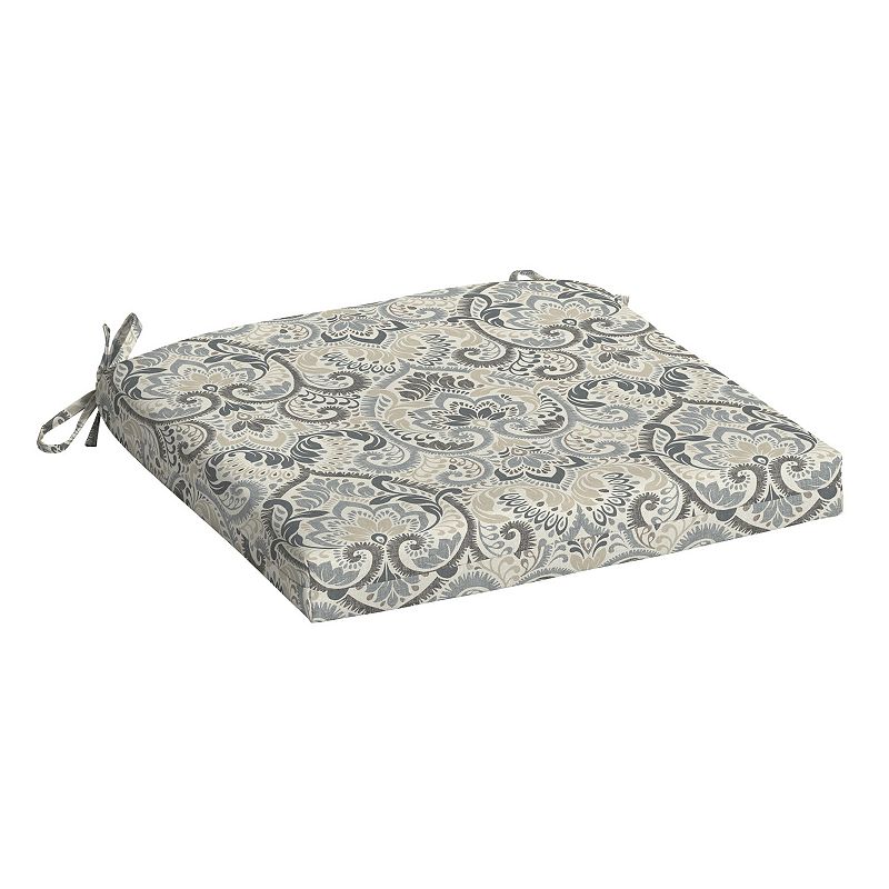 Arden Selections Aurora Damask Outdoor Seat Pad, Grey, 18X19
