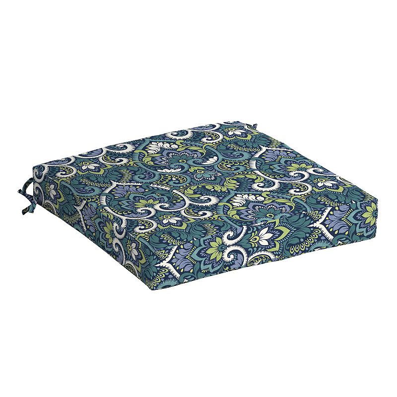 Arden Selections Aurora Damask Outdoor Seat Cushion, Blue, 19X19