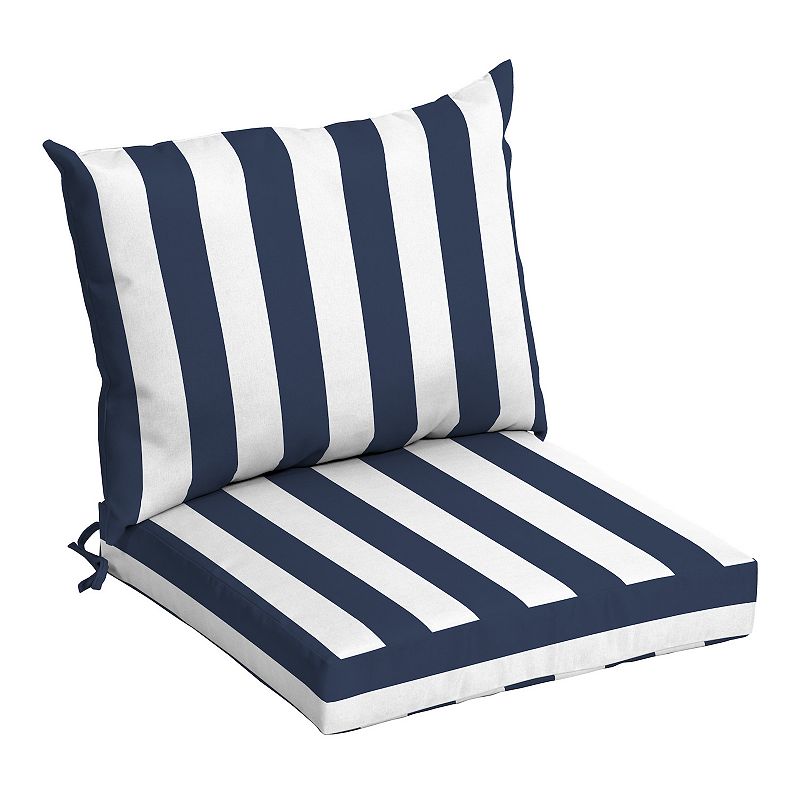 Arden Selections Cabana Stripe Outdoor Dining Chair Cushion Set, Blue, 21X2