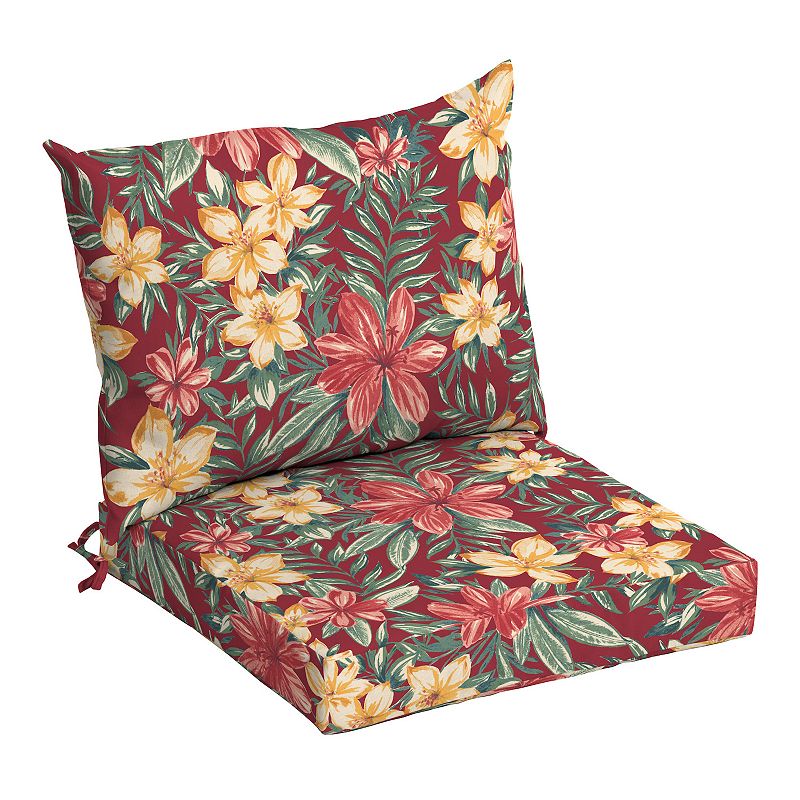 Arden Selections Clarissa Tropical Outdoor Dining Chair Cushion Set, Red, 2