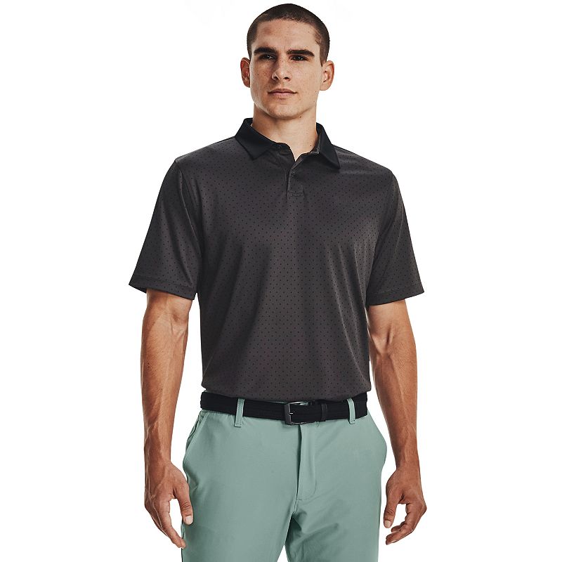 Mens Under Armour Patterned Performance Golf Polo, Size: Small, Grey