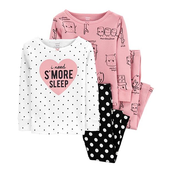 Girls Long Sleeve 'Need S'more Sleep' S'more Print Snug Fit Cotton