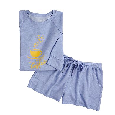 Women's Sonoma Goods For Life® Long Sleeve Pullover Pajama Top & Pajama Shorts Set