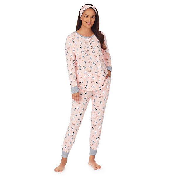 Women's Cuddl Duds® 3-pc. Henley Pajama Top, Banded Bottom Pajama Pants ...