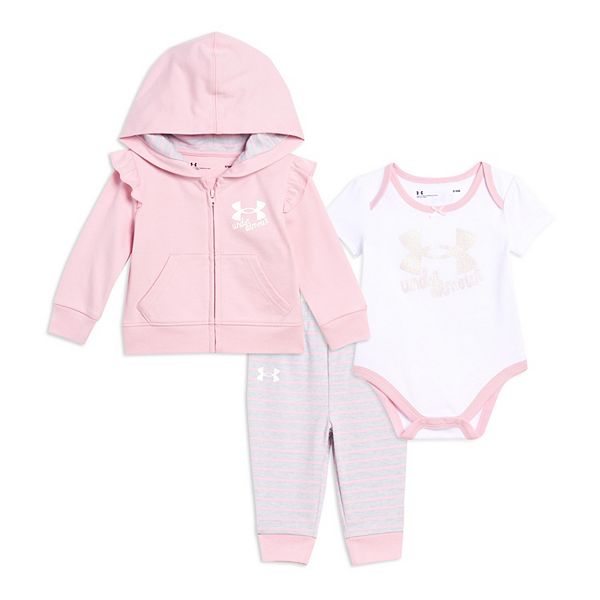 Baby Girl Under Armour Take Me Home 3-Piece Hoodie, Bodysuit & Pants Set