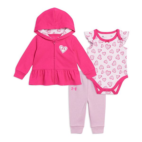 Baby Girl Under Armour All Heart Take Me Home 3Piece Hoodie, Bodysuit