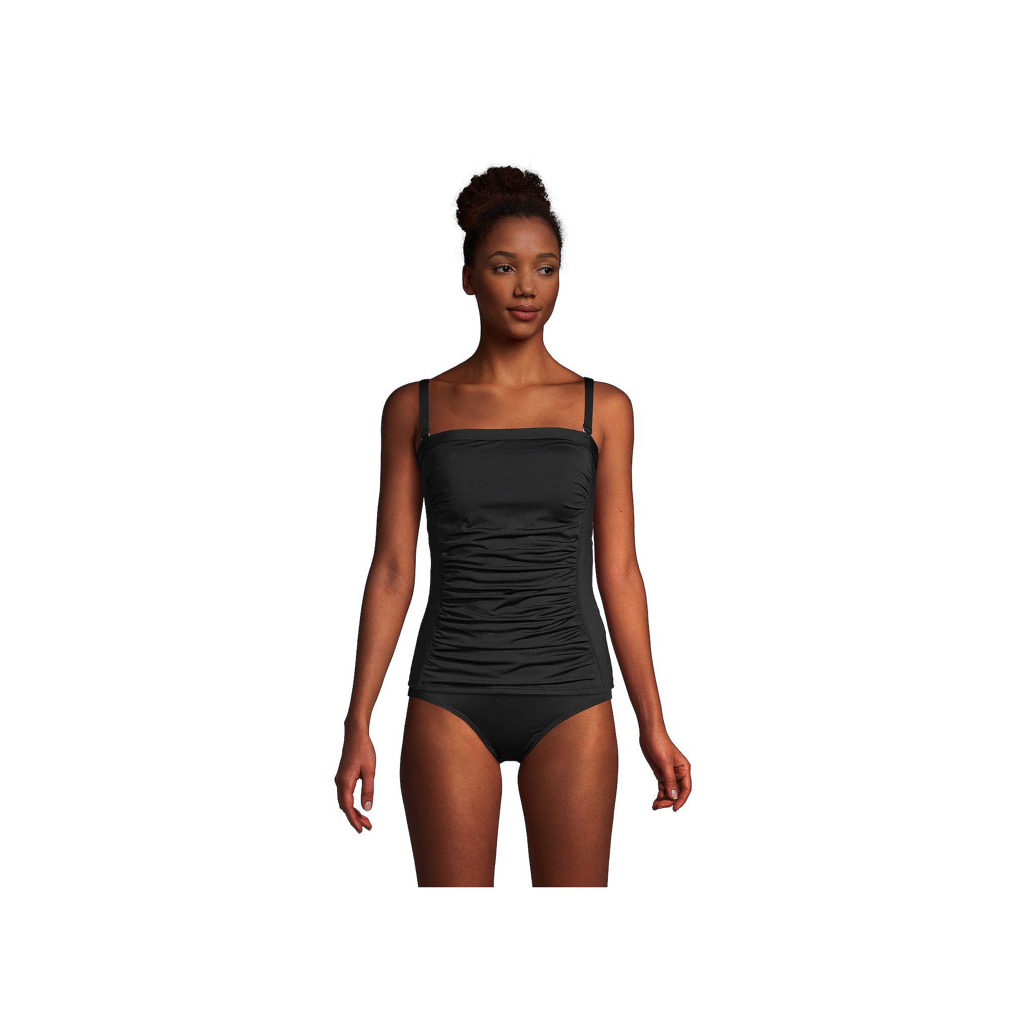 Womens Lands End UPF 50 Bandeau Tankini Swimsuit Top, Size: 2, Black