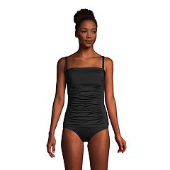 SOLID Bandeau Tankini Top - Black