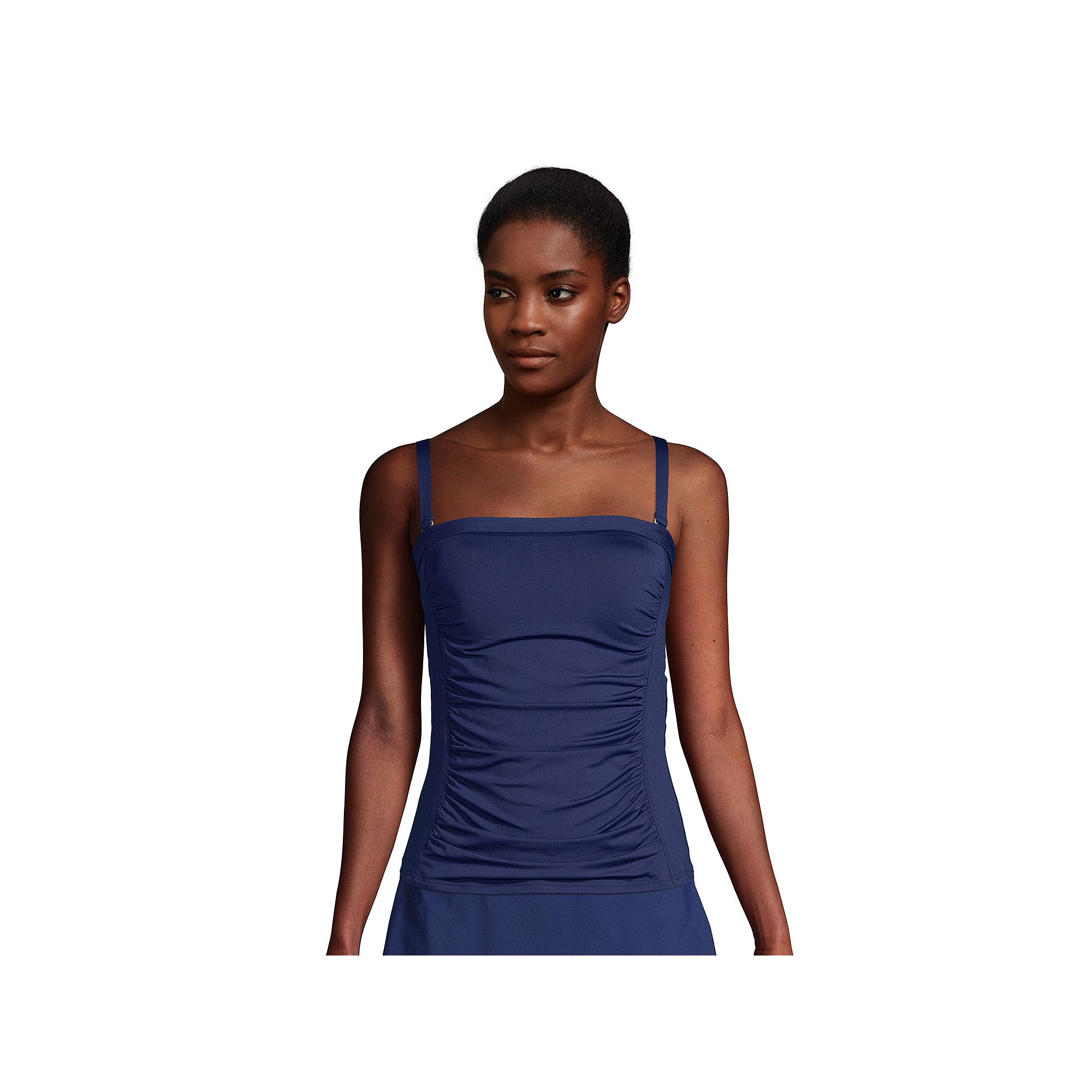 Womens Lands End UPF 50 Bandeau Tankini Swimsuit Top, Size: 2, Deep  Blue