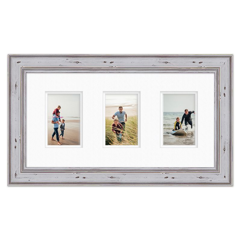 COURTSIDE MARKET Rustic 3-Opening Collage Frame, White, 10X20