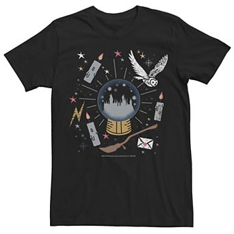 Men's Harry Potter Christmas Hogwarts Snow Globe Tee