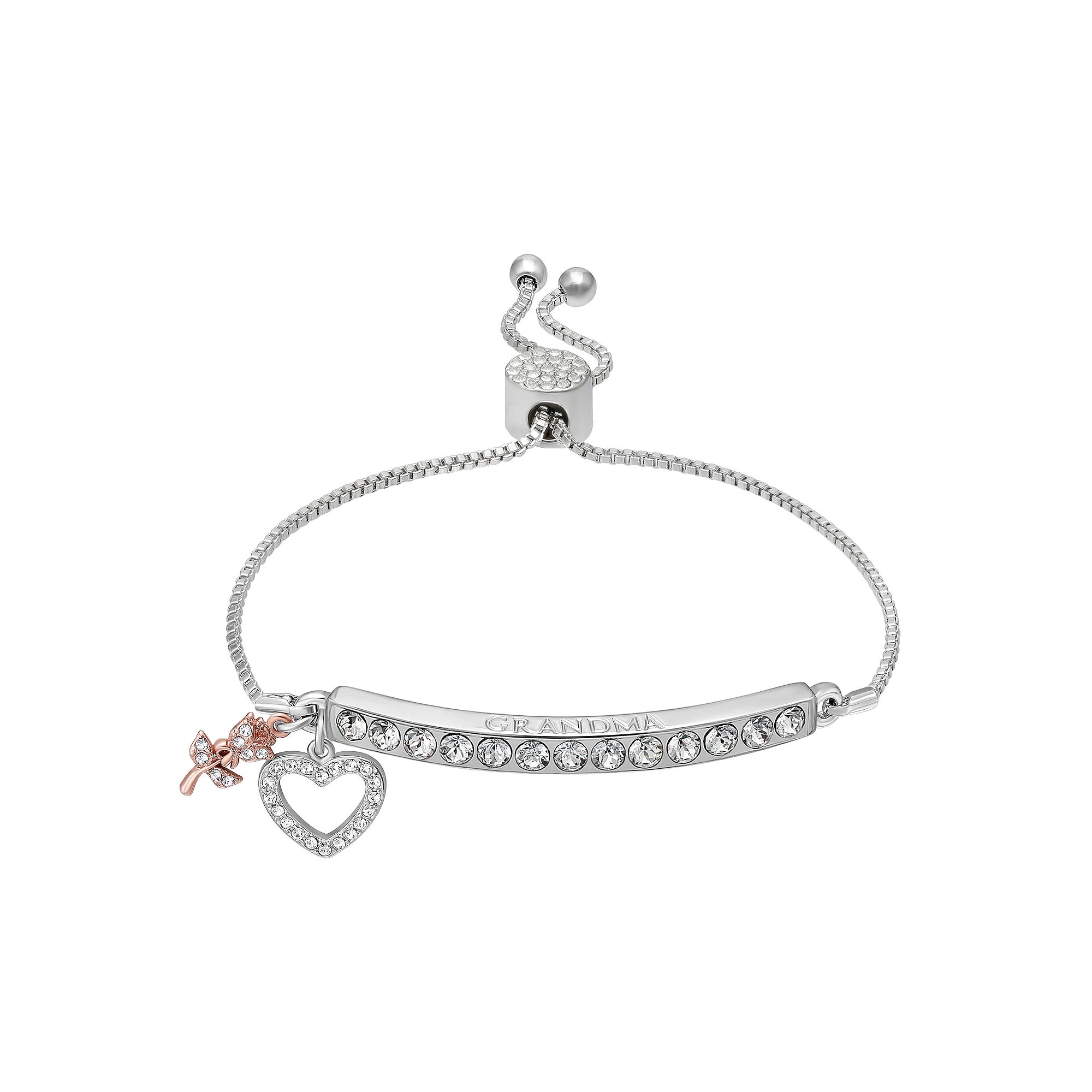 Brilliance Silver Plated Grandma Bar Bracelet, Womens, Size: 7, Two