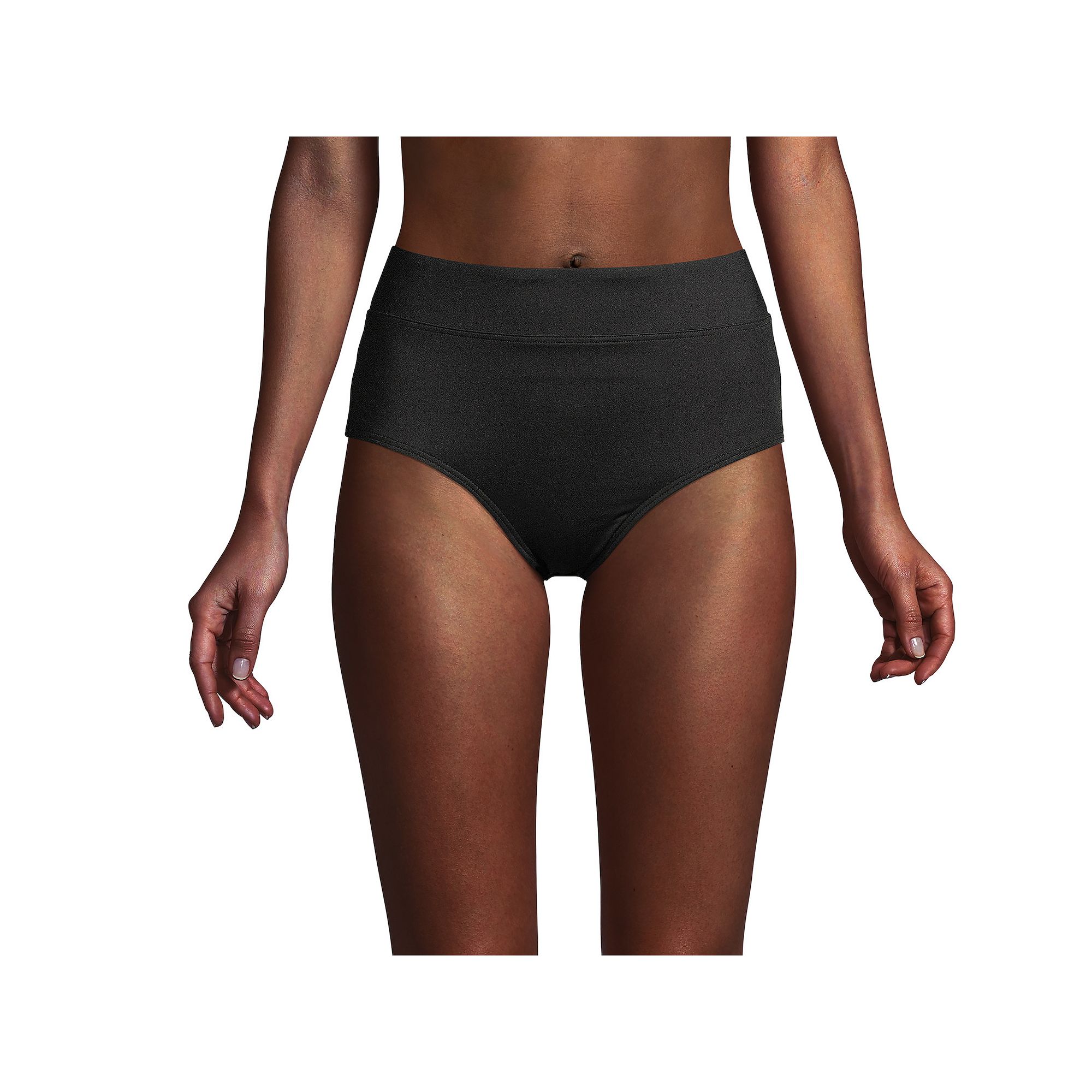Womens Lands End Retro Tummy Slimmer High-Waist Bikini Bottoms, Size: 2, 