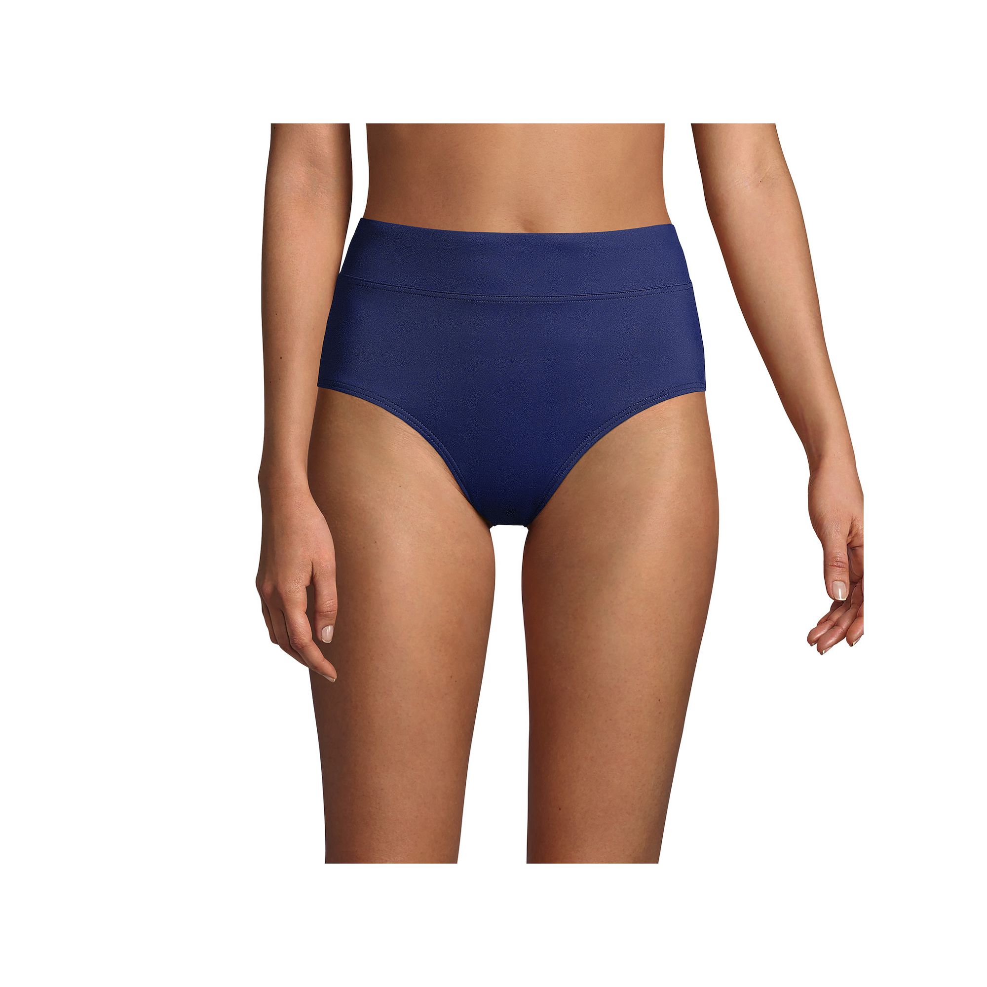 Womens Lands End Retro Tummy Slimmer High-Waist Bikini Bottoms, Size: 2, 