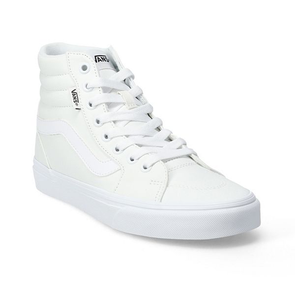 Vans white high top on sale sneakers