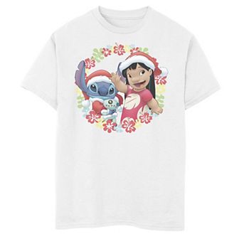 Disney's Lilo & Stitch Boys 8-20 Christmas Hawaiian Flower Wreath Graphic Tee