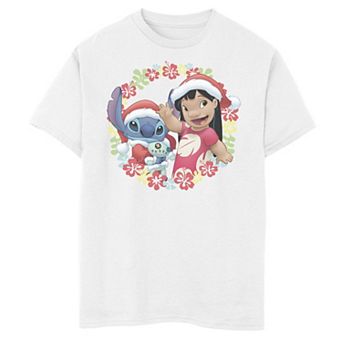 Disney's Lilo & Stitch Boys 8-20 Christmas Hawaiian Flower Wreath Graphic Tee