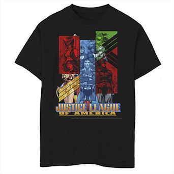 Boys 8-20 Justice League Colorful Panel Group Shot Graphic Tee