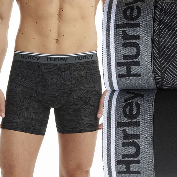 Hurley Mens Everyday Boxer Brief Underwear Gray & Red, Pack of 2, See  Options