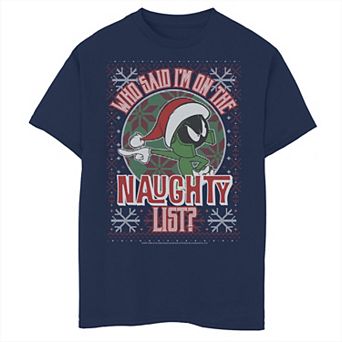 Boys 8-20 Looney Tunes Marvin Naughty List Ugly Sweater Graphic Tee