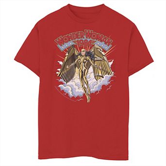 Boys 8-20 DC Comics Wonder Woman 1984 Gold Suit Clouds Portrait Graphic Tee