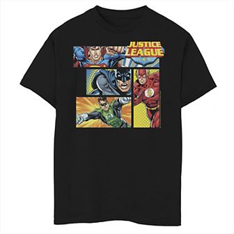 Boys 8-20 Justice League Hero Action Panels Graphic Tee