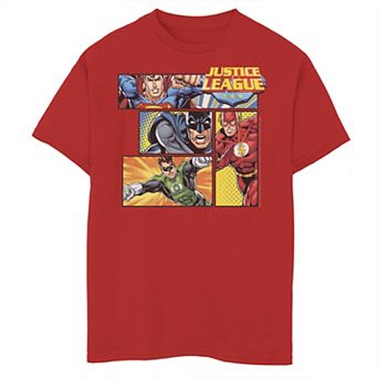 Boys 8-20 Justice League Hero Action Panels Graphic Tee