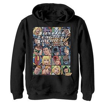 Boys 8-20 Justice League Heroes Head Shot Panels Graphic Fleece Hoodie