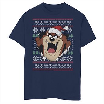 Boys 8-20 Looney Tunes Christmas Sweater Taz Rip Through Graphic Tee