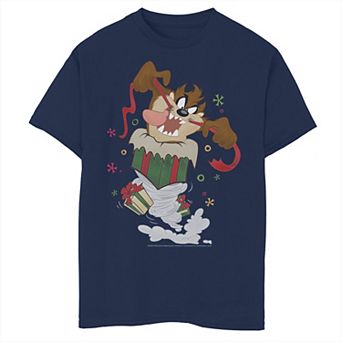 Boys 8-20 Looney Tunes Christmas Taz Ripping Presents Graphic Tee