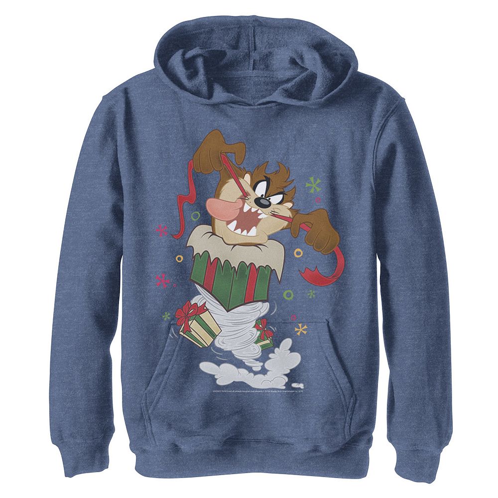 Boys 4-20 Looney Tunes Christmas Taz Ripping Presents Graphic Fleece Hoodie