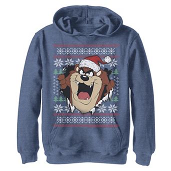 Boys 8-20 Looney Tunes Christmas Sweater Taz Rip Through Graphic Fleece Hoodie
