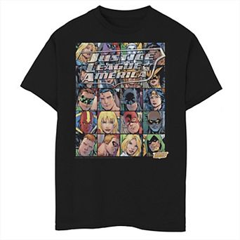 Boys Justice League Heroes Head Shot Panels Graphic Tee