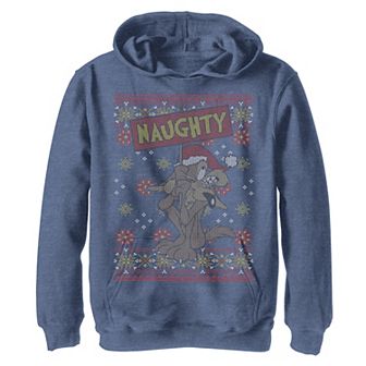 Boys 8-20 Looney Tunes Christmas Sweater Wile E. Coyote Naughty Graphic Fleece Hoodie
