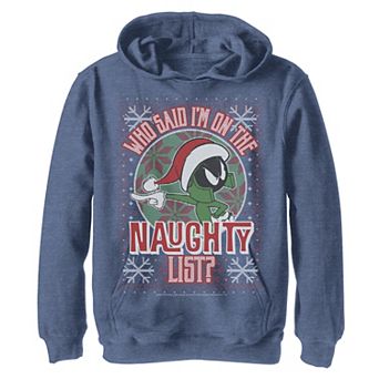Boys 8-20 Looney Tunes Marvin Naughty List Ugly Sweater Graphic Fleece Hoodie