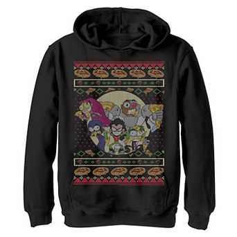 Boys 8-20 DC Comics Graphic Teen Titans Go! Pizza Friends Ugly Sweater Style Graphic Tee