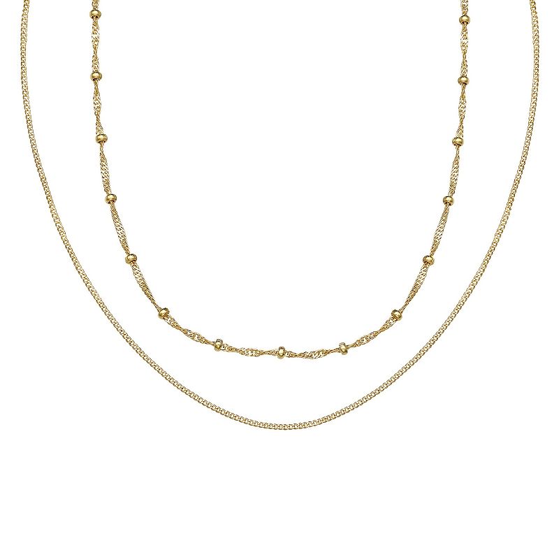 Aurielle Curb & Singapore Chain Necklace Set, Womens, Size: 16, Yellow