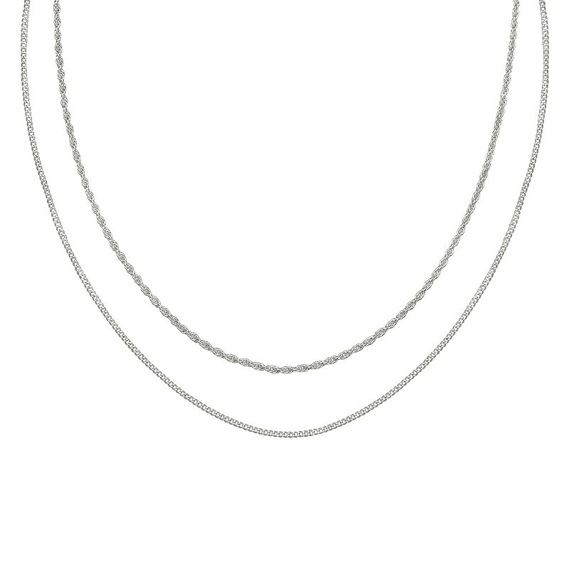 Aurielle Rope & Baby Curb Chain Necklace Set, Womens, Size: 16, Grey