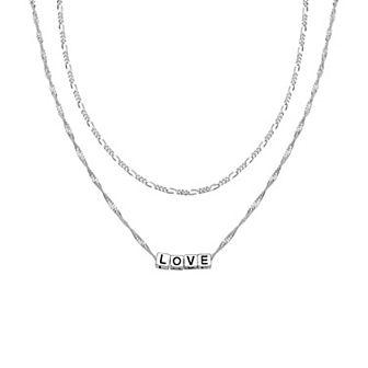 Aurielle Fine Silver Plated "Love" Chain Set